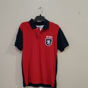 Tommy Hilfiger Kids Red and Navy Polo Shirt